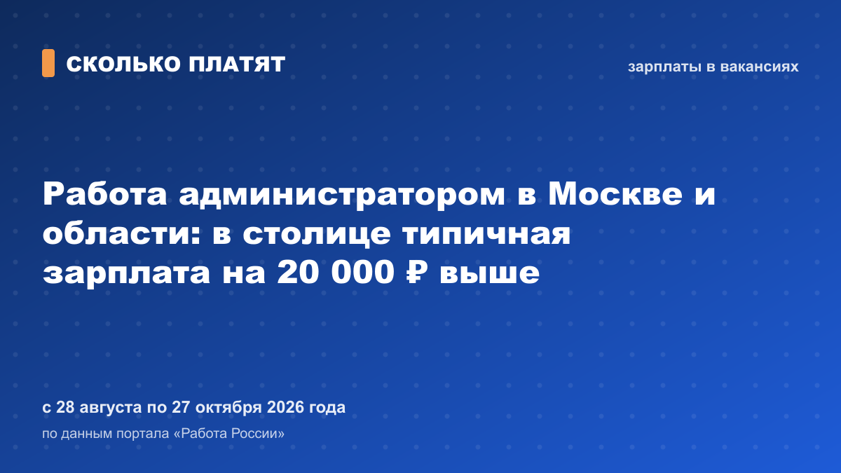 Работа администратором в Москве и области: в столице типичная зарплата на 20 000 ₽ выше